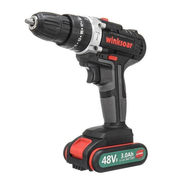 48VF 2-Speed Cordless Electric Screwdriver Impact Drill 25+1 Torque Rechargeable LI-ION Battery Electric Drill Power Tools