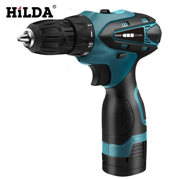 HILDA Electric Drill Cordless Screwdriver Lithium Battery Mini Drill Cordless Screwdriver Power Tools Cordless Drill