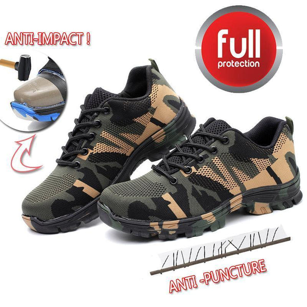 NMSafety Safety Shoes Steel Toe Cap Camo Spring Breathable Mesh Casual Shoe Labor Insurance Puncture Proof Work Sneakers Mens