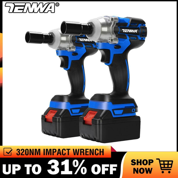 TENWA Electric Wrench Brushless Impact Wrench Socket Wrench 21V 4000mAh Li Battery Hand Drill Installation Power Tools