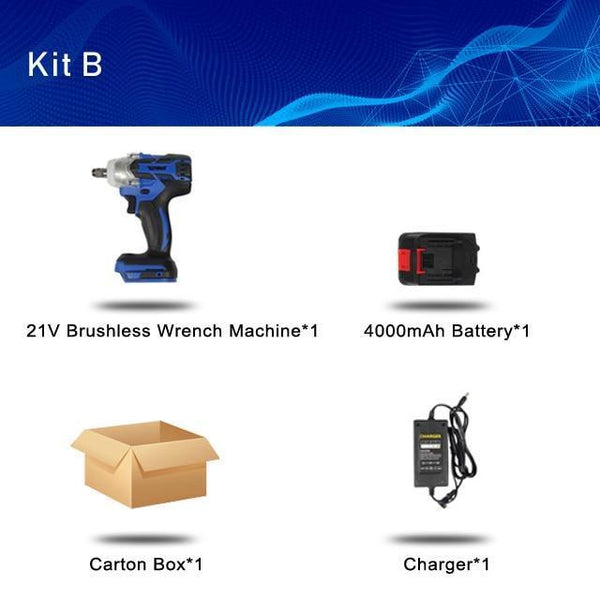 TENWA Electric Wrench Brushless Impact Wrench Socket Wrench 21V 4000mAh Li Battery Hand Drill Installation Power Tools