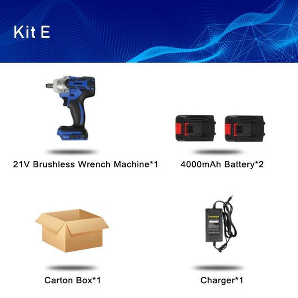 TENWA Electric Wrench Brushless Impact Wrench Socket Wrench 21V 4000mAh Li Battery Hand Drill Installation Power Tools