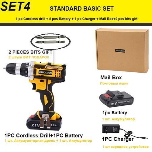 21V 18+3 Torque Hammer Drill Impact Screwdriver Cordless Drill Impact Drill Cordless Screwdriver Power Tools Electric Drill Hand