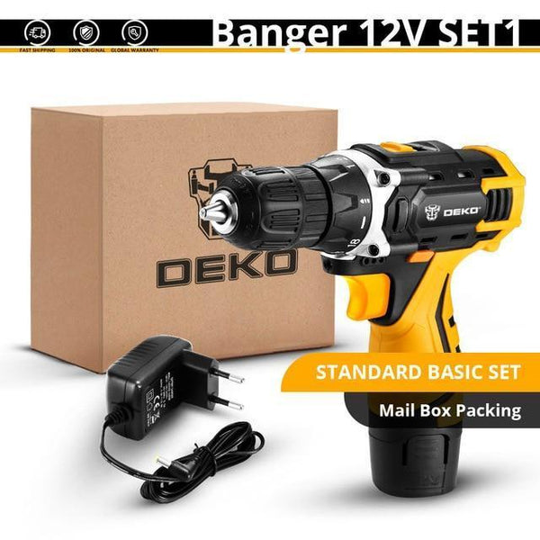 DEKO New Banger 12V Loner 16V Sharker 20V Electric Drill LED lighting Carpentering Tools Screwdriver Power Tools