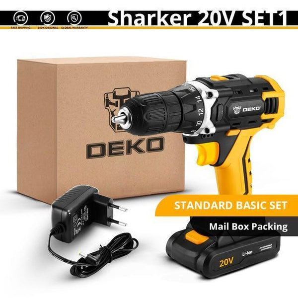 DEKO New Banger 12V Loner 16V Sharker 20V Electric Drill LED lighting Carpentering Tools Screwdriver Power Tools