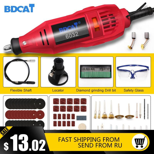 BDCAT 180w Engraving Electric Rotary Tool Variable Speed Mini Drill Grinding Machine with Power Tools Dremel Tool Accessories