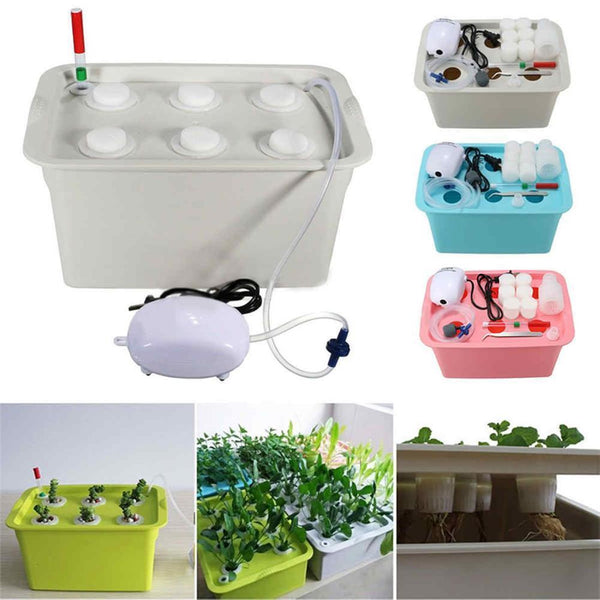 Hydroponic system Kit 6 Holes seedling flower pot Kits Bubble Indoor Garden kitchen cabinet Hydroponic Cultivation Plant Grow Bo