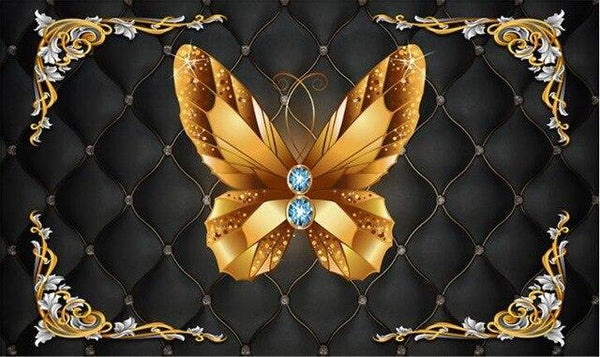 Beibehang Custom photo wallpaper gold butterfly jewelry living room interior wallpaper papel de parede wallpaper for walls 3 d
