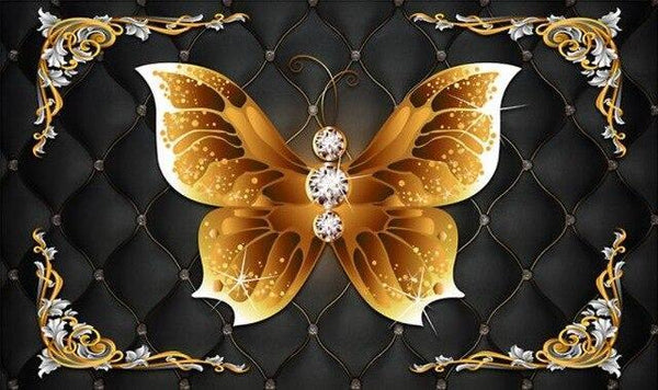 Beibehang Custom photo wallpaper gold butterfly jewelry living room interior wallpaper papel de parede wallpaper for walls 3 d