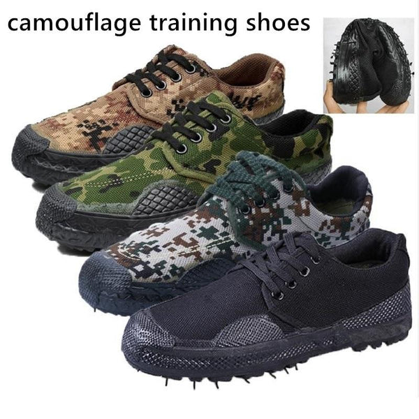 Lightweight Camouflage Safety Work Men Protective Shoes Thicken Toecap Canvas Rubber Sole Wear Resistant Construction Military