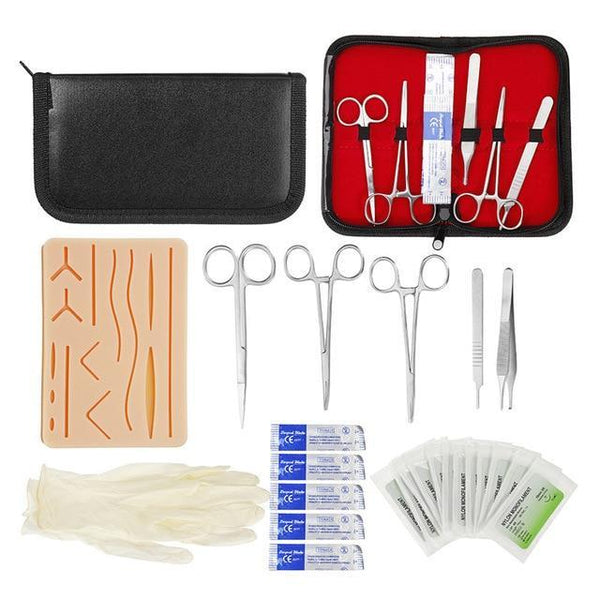 25 In 1 Medical Skin Surgical Suture Training Kit Operate Suture Practice Training Silicone Pad Needle Scissors Tool Kit