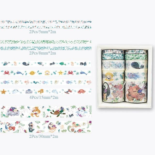10Pcs/Set Cute Plant Leaves Washi Tape Kawaii Flower Masking Tape Whale Decorative Tape For Sticker Scrapbooking DIY Photo Album