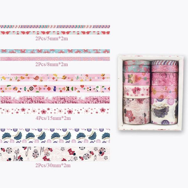 10Pcs/Set Cute Plant Leaves Washi Tape Kawaii Flower Masking Tape Whale Decorative Tape For Sticker Scrapbooking DIY Photo Album