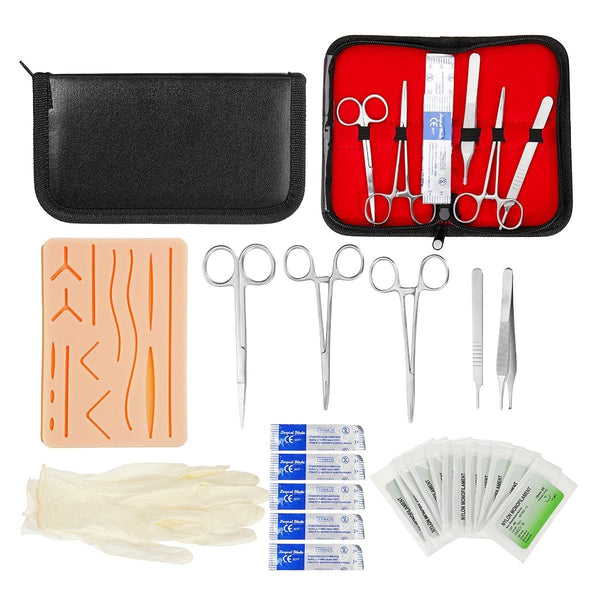 25 In 1 Medical Skin Surgical Suture Training Kit Operate Suture Practice Training Silicone Pad Needle Scissors Tool Kit