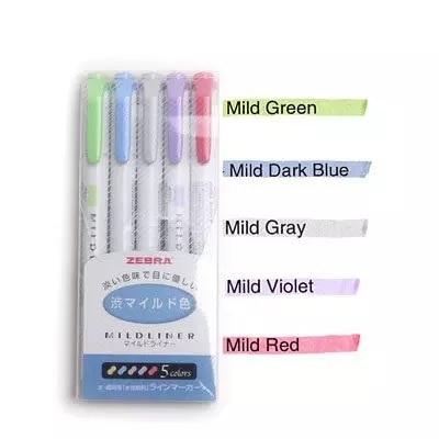 3pcs or 5pcs/set zebra mildliner color Japanese stationery double headed fluorescent pen hook pen color Mark pen kawaii