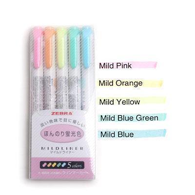3pcs or 5pcs/set zebra mildliner color Japanese stationery double headed fluorescent pen hook pen color Mark pen kawaii