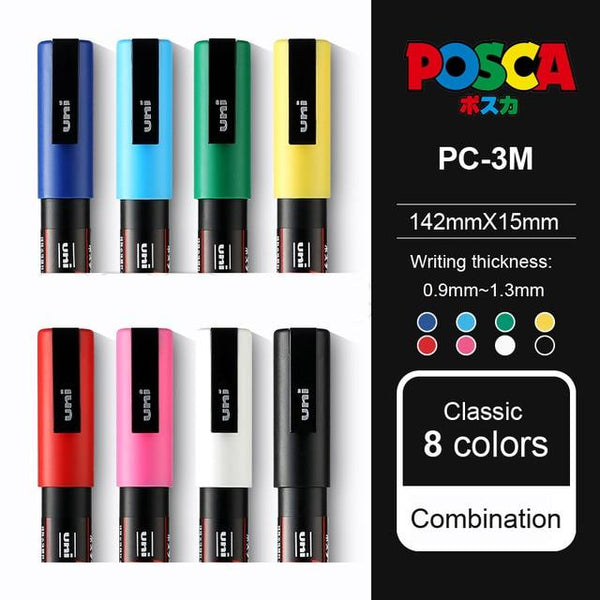 UNI POSCA Series Mark Pen Combination Painting Filling Dedicated POP Poster Advertising Pen PC-1M / PC-3M / PC-5M