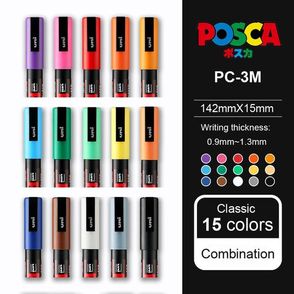 UNI POSCA Series Mark Pen Combination Painting Filling Dedicated POP Poster Advertising Pen PC-1M / PC-3M / PC-5M