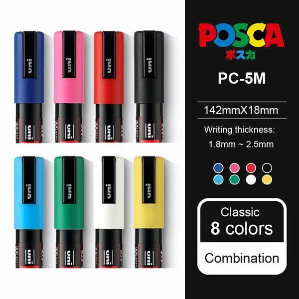 UNI POSCA Series Mark Pen Combination Painting Filling Dedicated POP Poster Advertising Pen PC-1M / PC-3M / PC-5M