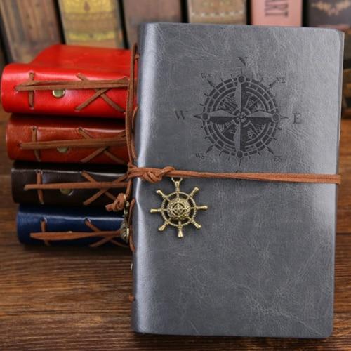 Retro Spiral Notebook Diary Notepad Vintage Pirate Anchors PU Leather Note Book Replaceable Stationery Gift Traveler Journal