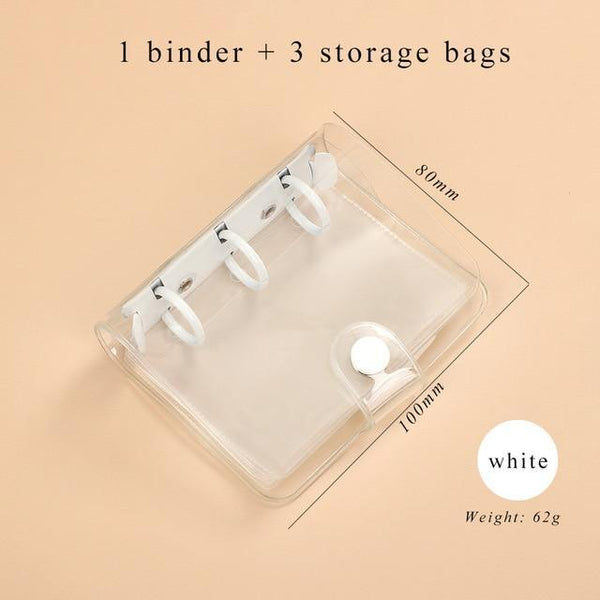 JIANWU Creative Cute Transparent 3 ring Mini Loose-leaf Hand Book Student Portable Notebook ring binder Kawaii School Supplies