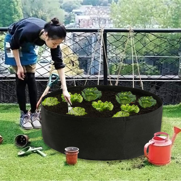 Fabric Raised Garden Bed 50 Gallons Round Planting Container Grow Bags Breathable Felt Fabric Planter Pot for Plants Nursery Pot