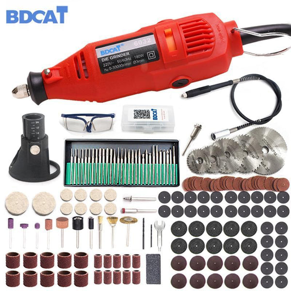 BDCAT 180W Electric Dremel Engraving Mini Drill polishing machine Variable Speed Rotary Tool with 186pcs Power Tools accessories