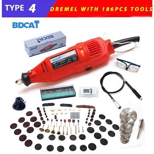 BDCAT 180W Electric Dremel Engraving Mini Drill polishing machine Variable Speed Rotary Tool with 186pcs Power Tools accessories