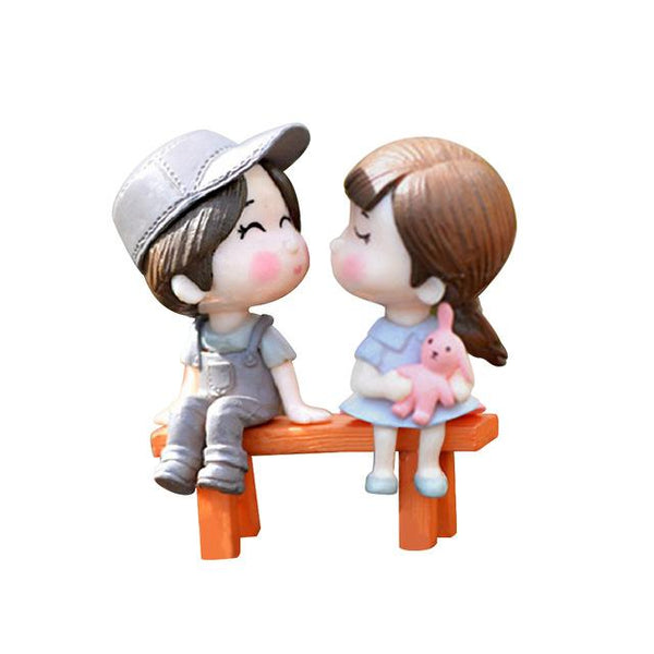 3Pcs/Set Lovers Chair Miniature Landscape DIY Ornament Garden Dollhouse Decor