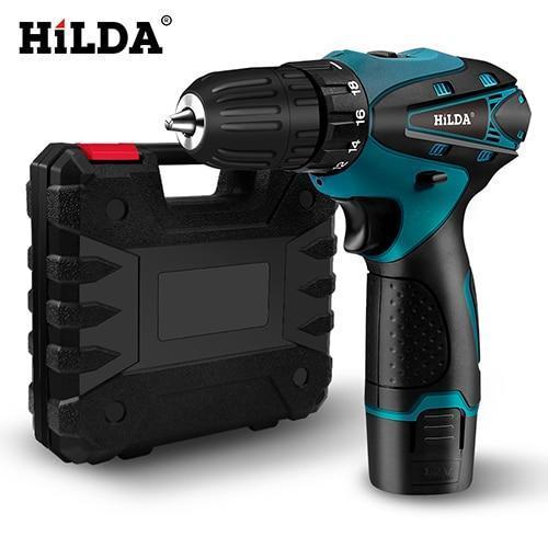 HILDA Electric Drill Cordless Screwdriver Lithium Battery Mini Drill Cordless Screwdriver Power Tools Cordless Drill