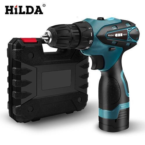 HILDA Electric Drill Cordless Screwdriver Lithium Battery Mini Drill Cordless Screwdriver Power Tools Cordless Drill