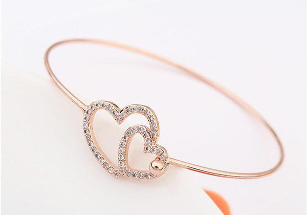 Tween Hearts Bangle - Silver