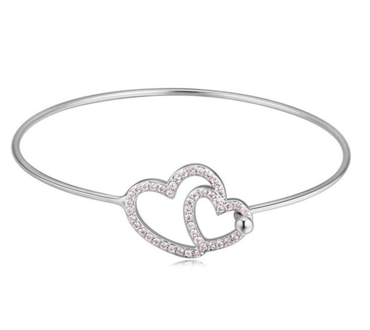Tween Hearts Bangle - Silver