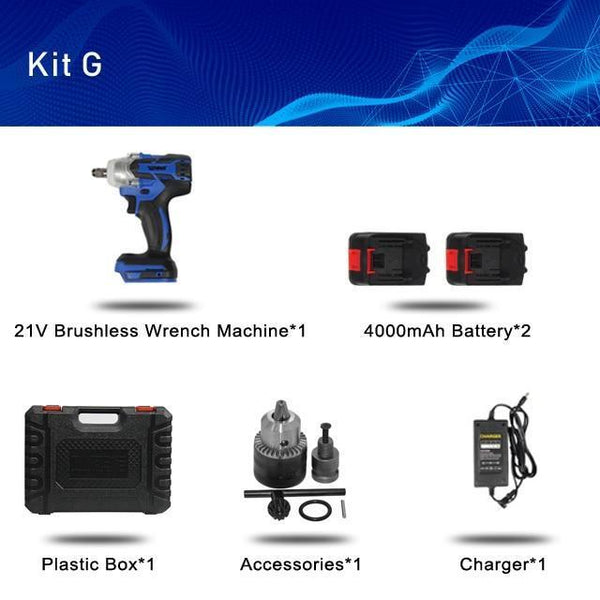 TENWA Electric Wrench Brushless Impact Wrench Socket Wrench 21V 4000mAh Li Battery Hand Drill Installation Power Tools