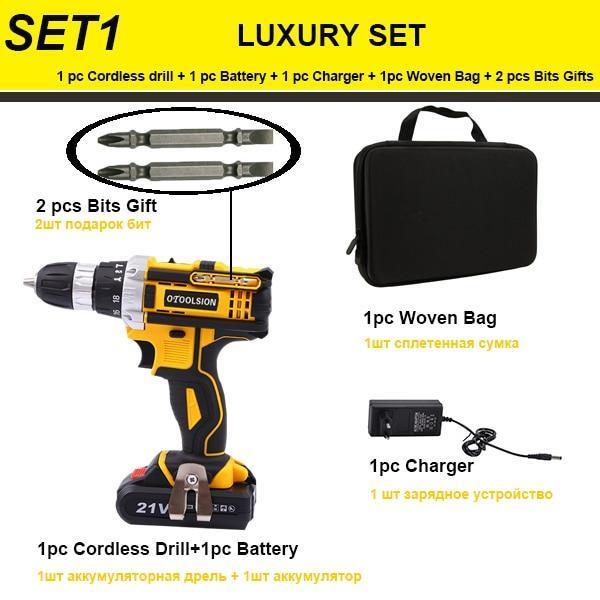 21V 18+3 Torque Hammer Drill Impact Screwdriver Cordless Drill Impact Drill Cordless Screwdriver Power Tools Electric Drill Hand