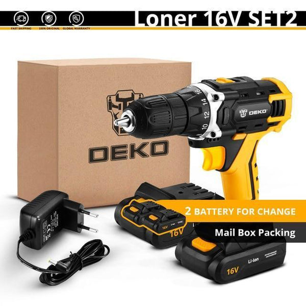 DEKO New Banger 12V Loner 16V Sharker 20V Electric Drill LED lighting Carpentering Tools Screwdriver Power Tools