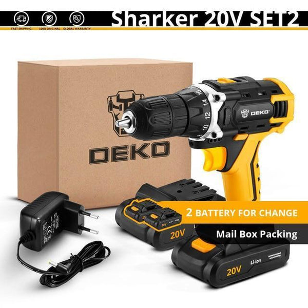DEKO New Banger 12V Loner 16V Sharker 20V Electric Drill LED lighting Carpentering Tools Screwdriver Power Tools