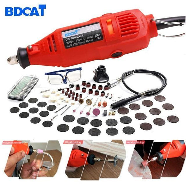 BDCAT 180w Engraving Electric Rotary Tool Variable Speed Mini Drill Grinding Machine with Power Tools Dremel Tool Accessories