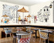 beibehang Hand-painted personalized decoration wallpaper City Street View Tea Cafe Interior restaurant background 3d wallpaper