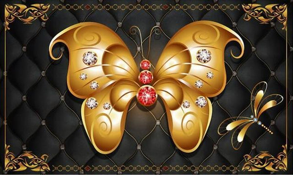 Beibehang Custom photo wallpaper gold butterfly jewelry living room interior wallpaper papel de parede wallpaper for walls 3 d