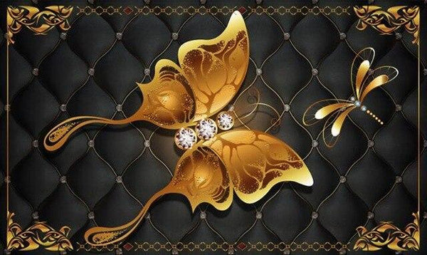 Beibehang Custom photo wallpaper gold butterfly jewelry living room interior wallpaper papel de parede wallpaper for walls 3 d