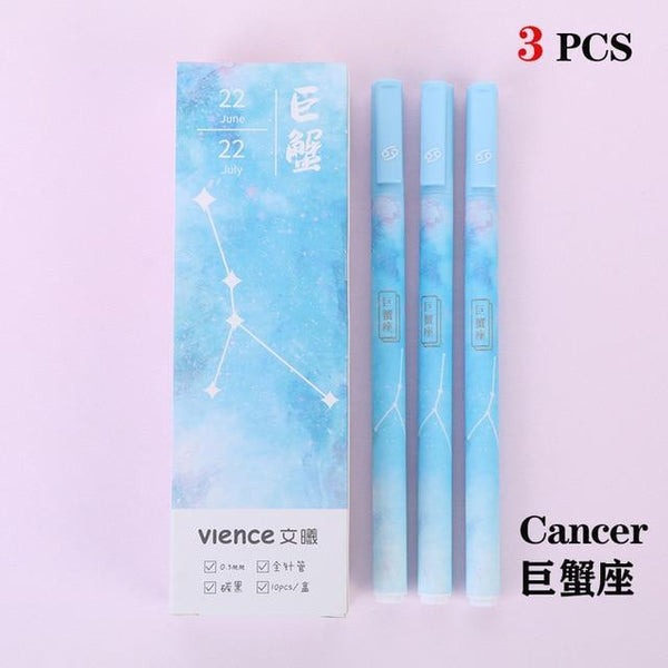 3pc/lot Constellation Gel Pen Novelty 0.5mm Starry Black Ink Pen for Girl Gift Student Stationery School Writing Office Supplies