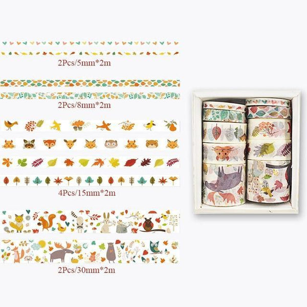 10Pcs/Set Cute Plant Leaves Washi Tape Kawaii Flower Masking Tape Whale Decorative Tape For Sticker Scrapbooking DIY Photo Album