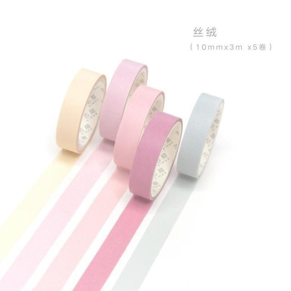 5pcs/lot Decorative Washi Tape Diy Rainbow Sticker Masking Paper Set For Diy Crafts Planners Scrapbooks Bullet Journals Cards