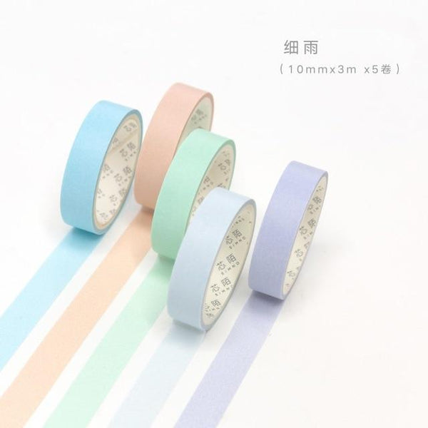 5pcs/lot Decorative Washi Tape Diy Rainbow Sticker Masking Paper Set For Diy Crafts Planners Scrapbooks Bullet Journals Cards