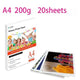 A4 100 sheets Photo Paper Glossy Printer Photographic Paper High-gloss paper for Inkjet Printer Office 20 sheets /100 sheets