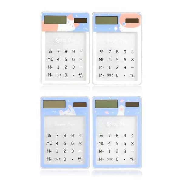 Transparent cute cartoon 8-digit calculator Solar energy mini Portable calculator School Supplies kawaii