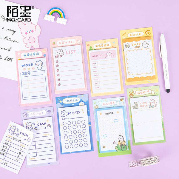 30 Sheets/pack Cute Weekly & Daily Schedule Mini Memo Pad N Times Sticky Notes Bookmark School Office Supply Escolar Papelaria