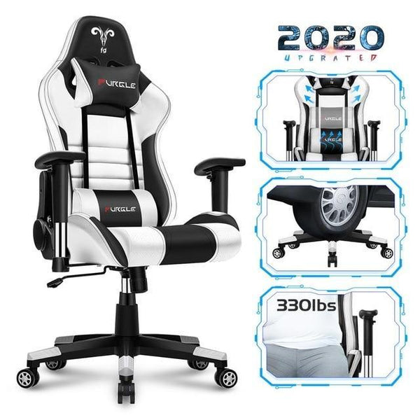Furgle Gaming Office Chairs 180 Degree Reclining Computer Chair Comfortable Executive Computer Seating Racer Recliner PU Leather