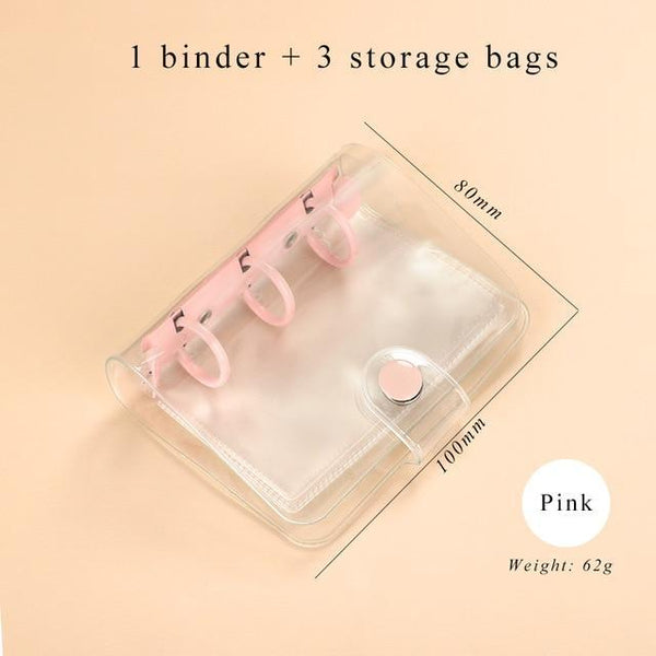 JIANWU Creative Cute Transparent 3 ring Mini Loose-leaf Hand Book Student Portable Notebook ring binder Kawaii School Supplies